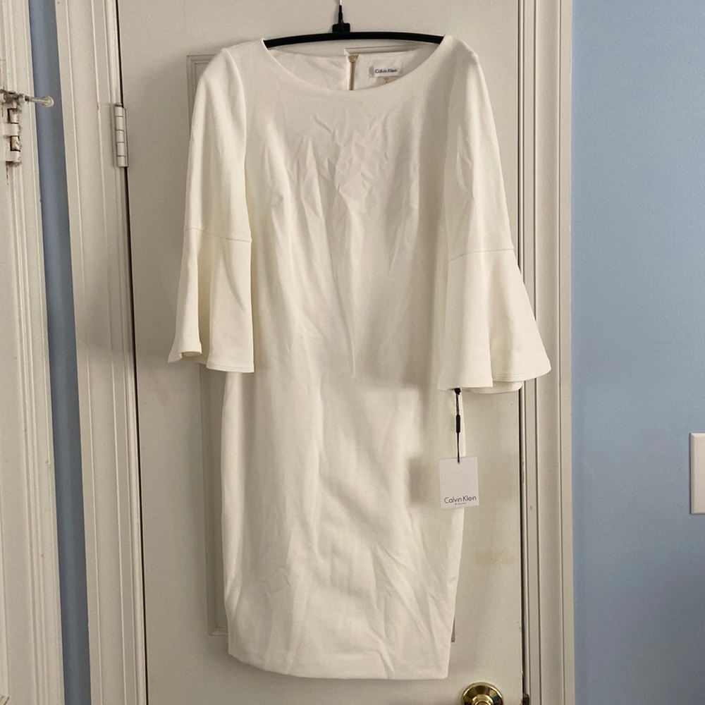 Calvin Klein White Bell Sleeve Dress
